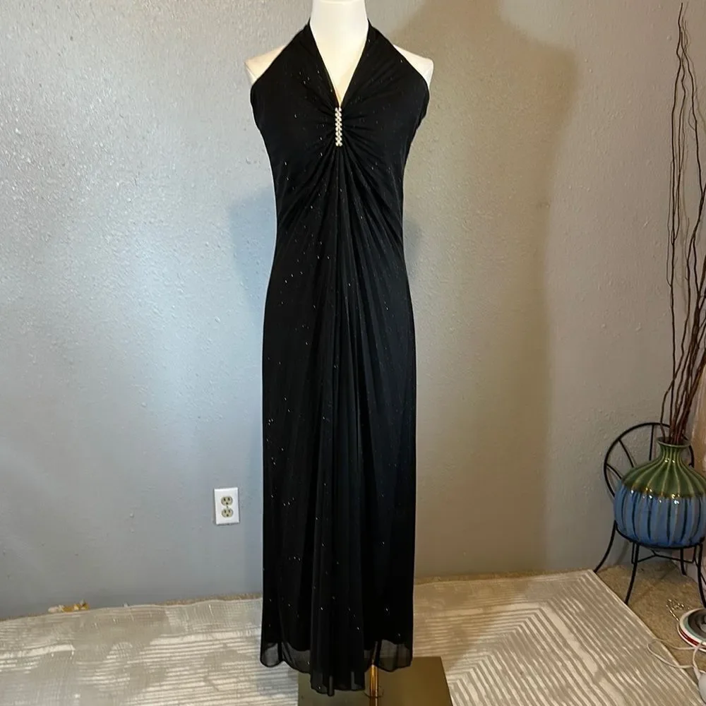 Vintage Jump apparel Elegant Black Halter Evening Dress size 9/10